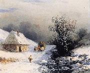 Ivan Aivazovsky Little Russian Ox Cart in Winter